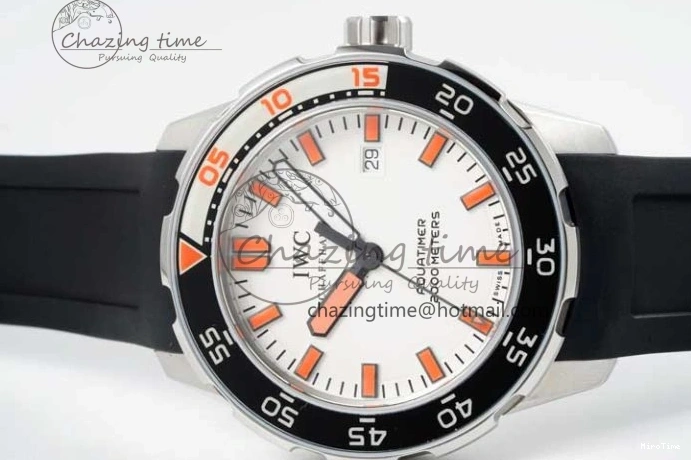 MIROTIME 0131 Aquatimer Automatic SS RSF 1:1 Best Edition White Orange Dial on Black Rubber Strap A Supportive 7069